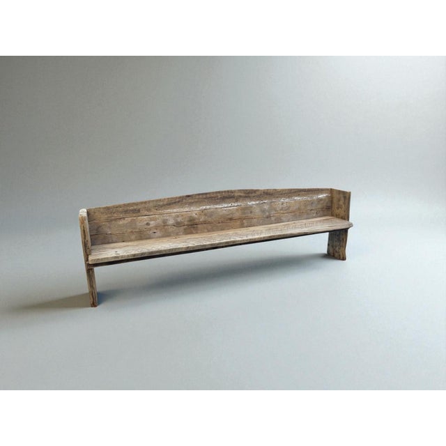 Farmhouse Primitive Rustic Farmhouse Reclaimed Barnwood Pew Bench 84 In. For Sale - Image 3 of 17