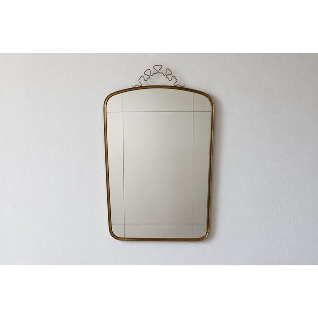 Large Mid-Century Modern Wall Mirror with Brass Crown from Münchner Zierspiegel For Sale - Image 6 of 6
