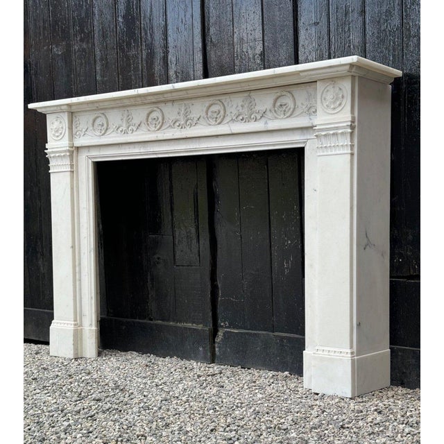 Louis XV Style Carrara Marble Mantel, 1880 For Sale - Image 12 of 12