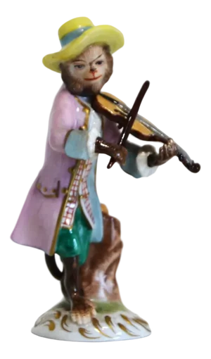 Porcelain Figurine from the Series Monkey Band from Volkstedt Manufactory, Germany, 1940s