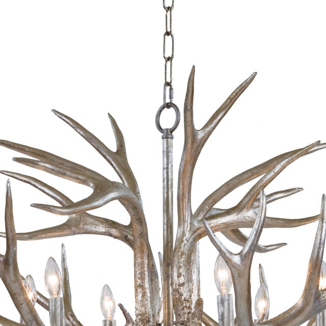 Traditional Regina Andrew Antler Chandelier in Ambered Silver Leaf For Sale - Image 3 of 7