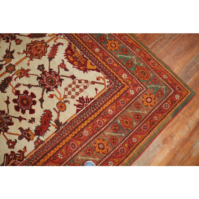 Textile Antique Zabihi Collection Ivory Field Turkish Oushak Carpet - 8'11" x 13' For Sale - Image 7 of 12