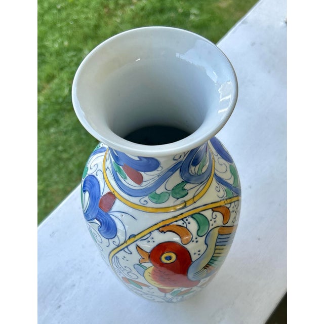 Burnt Orange Chinoiserie Floral and Bird Vase For Sale - Image 8 of 10