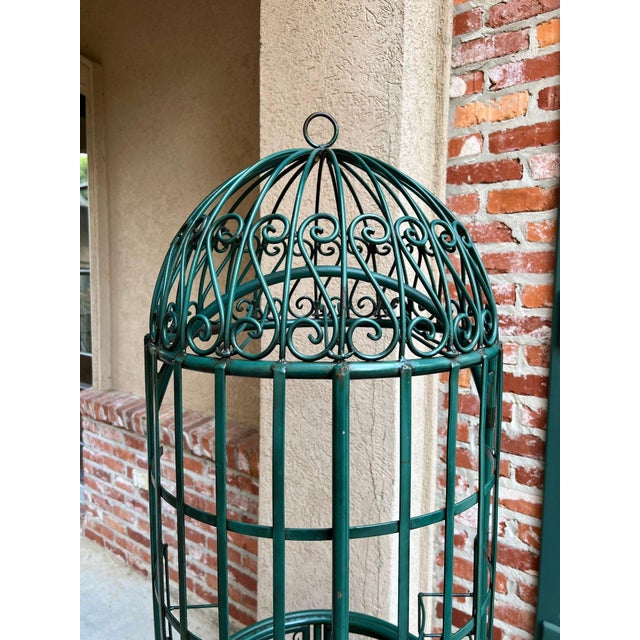 Vintage French Bistro Wine Rack Iron Birdcage Green Tall Patio Bar 21 Bottle For Sale - Image 16 of 18