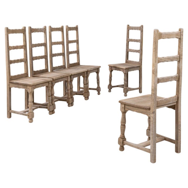 20th Century French Oak Ladder-Back Dining Chairs - Set of 6 For Sale - Image 15 of 18
