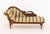 Empire Style Salesman Sample Walnut Chaise Longue, with carved swan frame, floral and green striped upholstery on four...