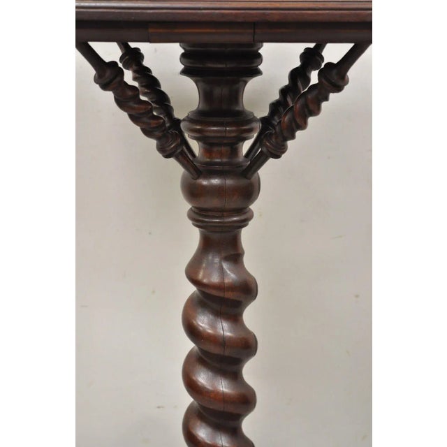 19th Century Antique Empire Victorian Walnut Barley Twist Spiral Carved Pedestal Stand For Sale - Image 5 of 12