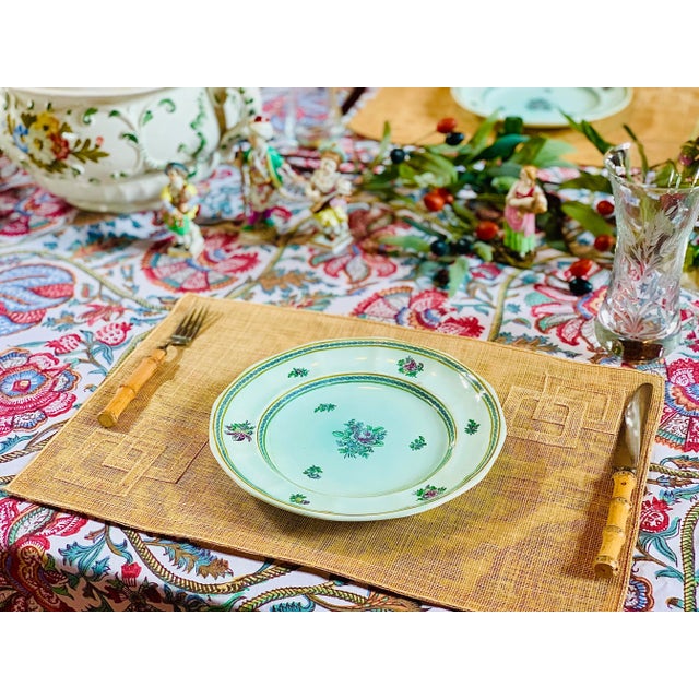 Set of 4 vintage 1980's rectangular Palm Beach, coastal style raffia placemats hand-loomed in the Philippines. Double...