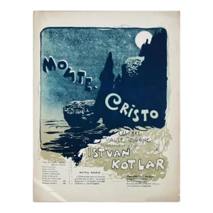 1899 French Music Sheet Cover for Piano Music, Monte-Cristo by Istuan Kotlar