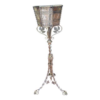 Antique Ornate Victorian Brass Plant Stand, 1870 For Sale