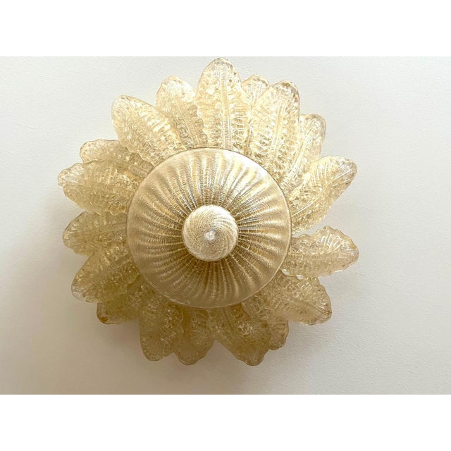 Glass Golden Murano Glass Flush Mount from Barovier & Toso, Italy For Sale - Image 7 of 16