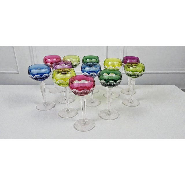 Crystal Colored Wine Glasses from Val Saint Lambert, 1960s, Set of 6 For Sale - Image 3 of 10