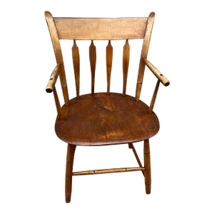 Antique New England Farmhouse Kitchen Windsor Arm Chair, Circa 1820’s