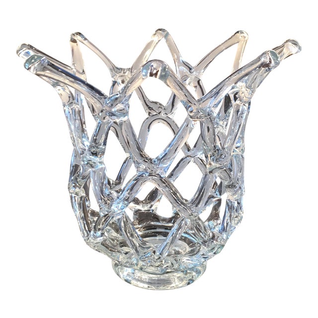 Murano Blown Bowl Woven Lattice Vase Chairish
