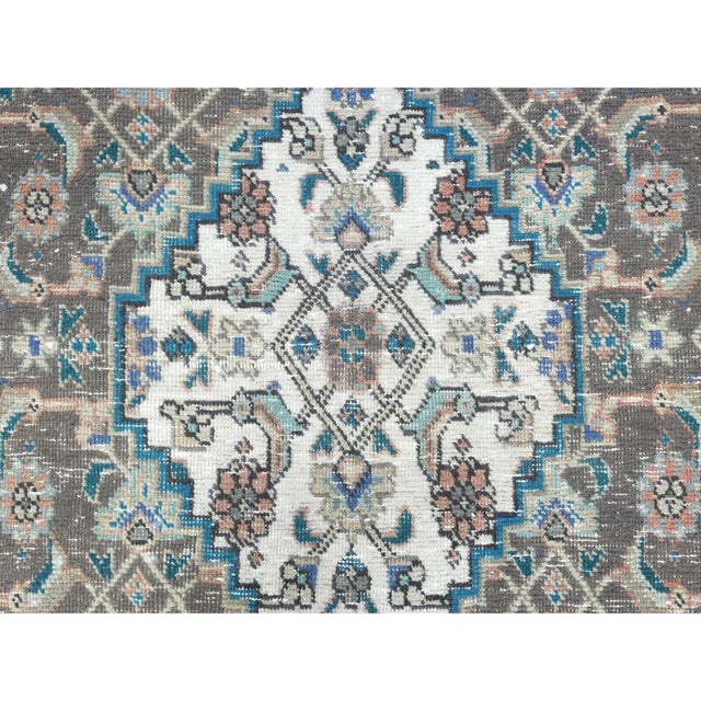 Vintage Persian Tabriz Distressed Gray Hand Knotted Thin Wool Rug For Sale - Image 11 of 13
