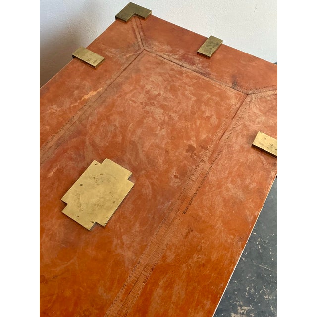 Vintage Boho Leather Wrapped Campaign Trunk For Sale - Image 12 of 12