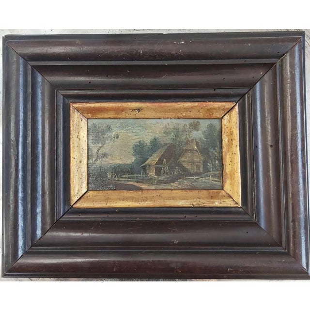 Pair of Flemish Cabinet Landscapes, Oil on Oak Panel, 17th Century. For Sale - Image 10 of 10