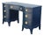1970s Vintage Chippendale Pedestal Blue Desk For Sale