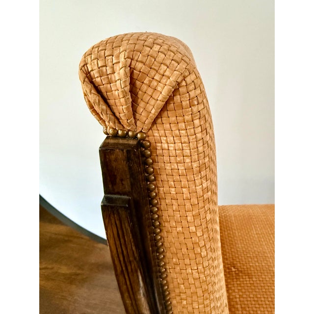 Brown Set of 4 Vintage Woven Leather Rosewood Dining Chairs For Sale - Image 8 of 9