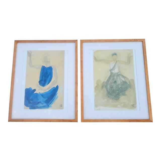 After Auguste Rodin “Danseuse Cambodgienne” Offset Lithographs, Pair, C. 1990s For Sale