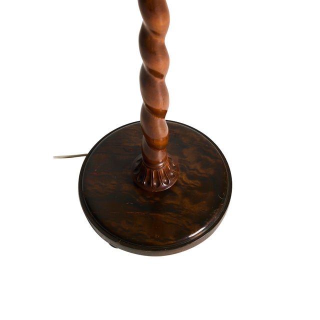 1930s Swedish Grace Floor Lamp in Twist-Carved Wood, 1930s-1940s For Sale - Image 5 of 6