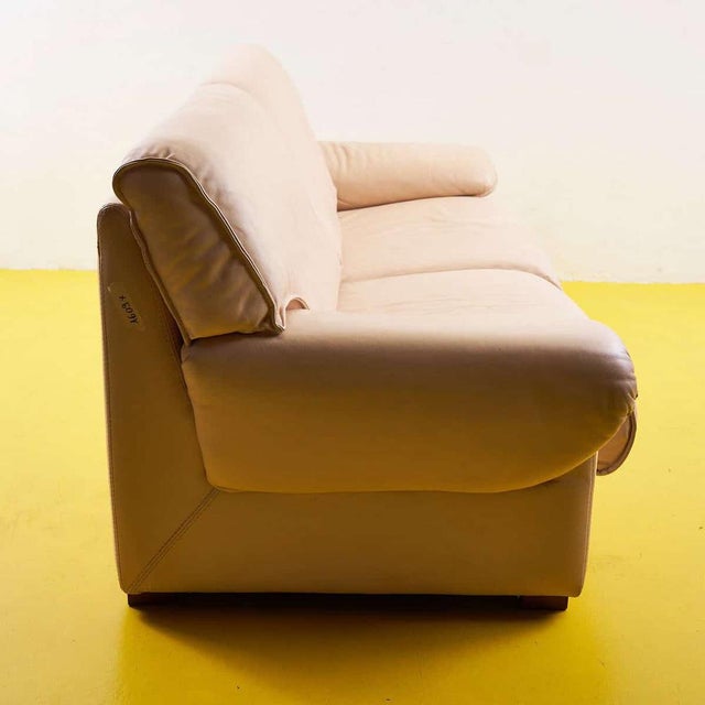 Vintage Cream Leather Sofa For Sale - Image 10 of 15