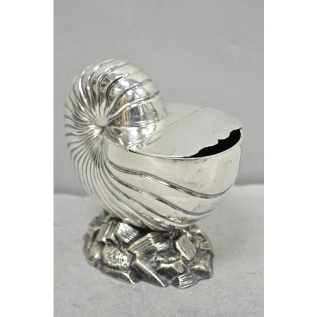 Early 20th Century Antique Victorian Silver Plated Nautilus Figural Shell Form Spoon Warmer For Sale - Image 5 of 15