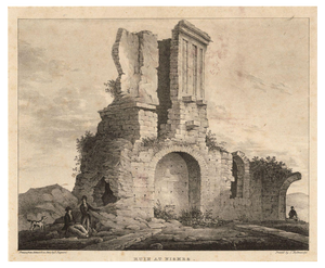 John Dugmore, Ruin at Nismes, Tour Magne, France, Early 19th Century, Lithograph