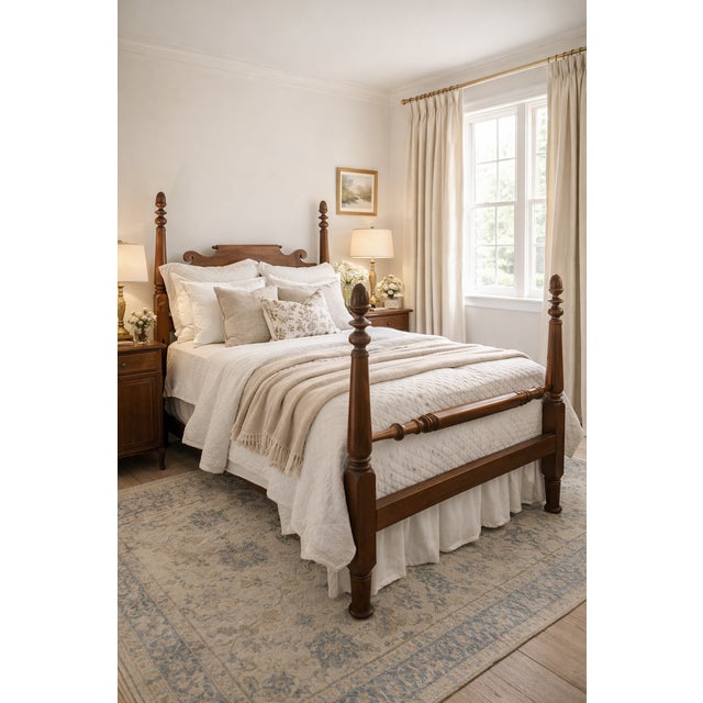 Tiger Maple Colonial Acorn Post Frame Bed Gorgeous tiger maple headboard. This measures 3" shorter width wide than most...