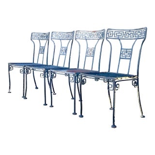 Vintage Meadowcraft Greek Key Metal Patio Chairs - Set of Four For Sale
