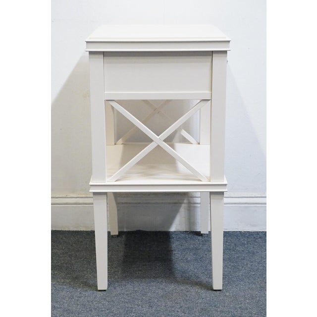 Pottery Barn Clara Lattice Collection Contemporary Modern 21" Nightstand in Sky White Finish For Sale - Image 12 of 13