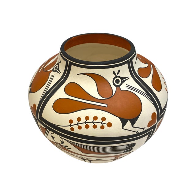 A striking hand-coiled pottery jar by Adrian Vallo (b. 1964) of Acoma Pueblo, beautifully demonstrating the precision,...