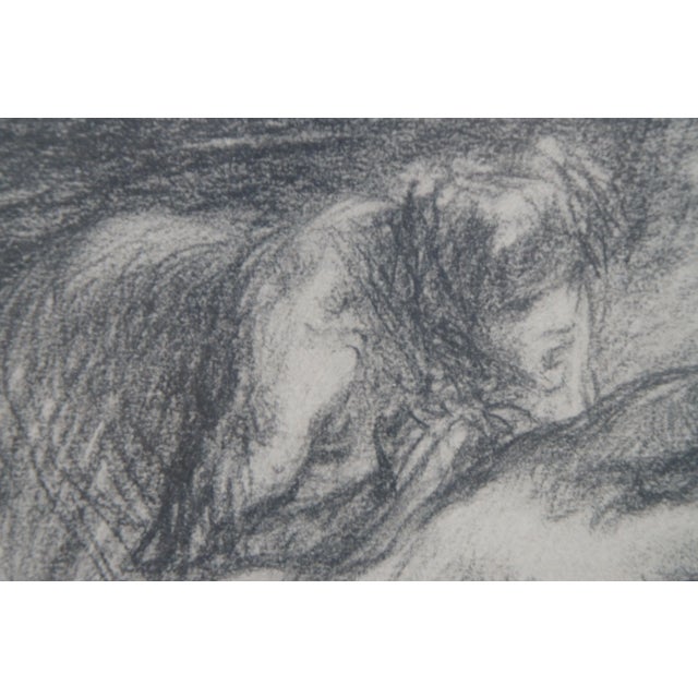 Gray Antique 19th Century French Jean Francois Millet Femme à Moitié Nue Nude Etching 16" For Sale - Image 8 of 11