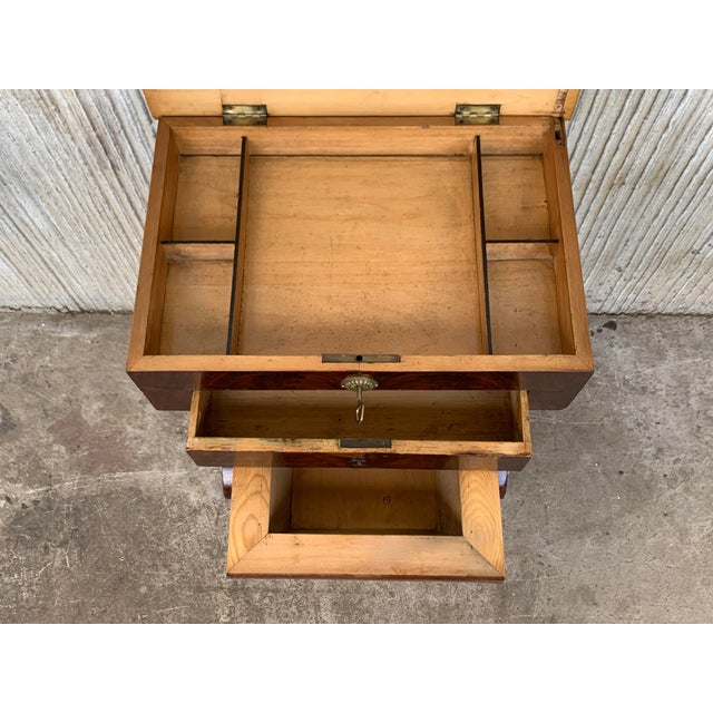 Antique Victorian C1880 Inlaid Burl Walnut Amboyna Work Side Sewing Table Box For Sale - Image 11 of 13