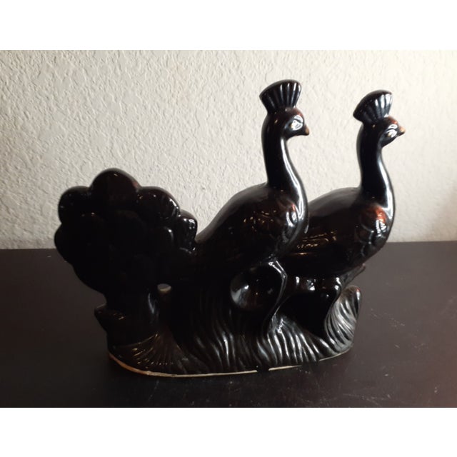 1980s Black Ceramic Peacock Figurine For Sale In Dallas - Image 6 of 6