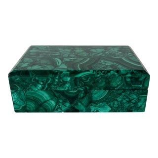 Late 20th Century Solid Malachite Box For Sale