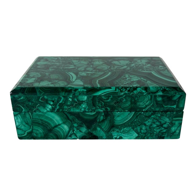 Late 20th Century Solid Malachite Box For Sale