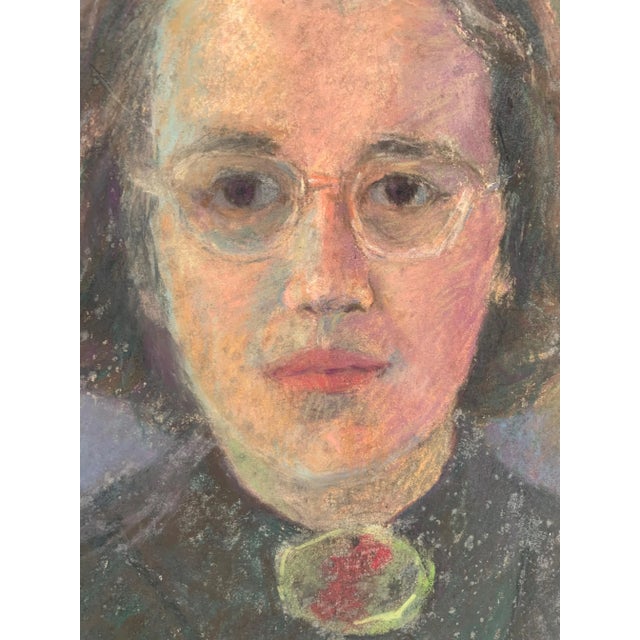Portraiture Mid 20th Century Pastel Portrait Drawing "Woman in Black" For Sale - Image 3 of 10