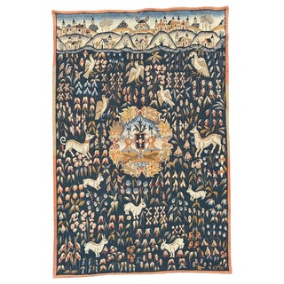 Vintage French Aubusson Style Jaquar Tapestry with Medieval Design, 1960s For Sale
