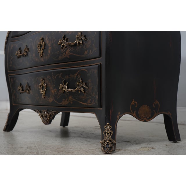 Harden Black Lacquer Chinoiserie Bombe Commode For Sale - Image 15 of 18