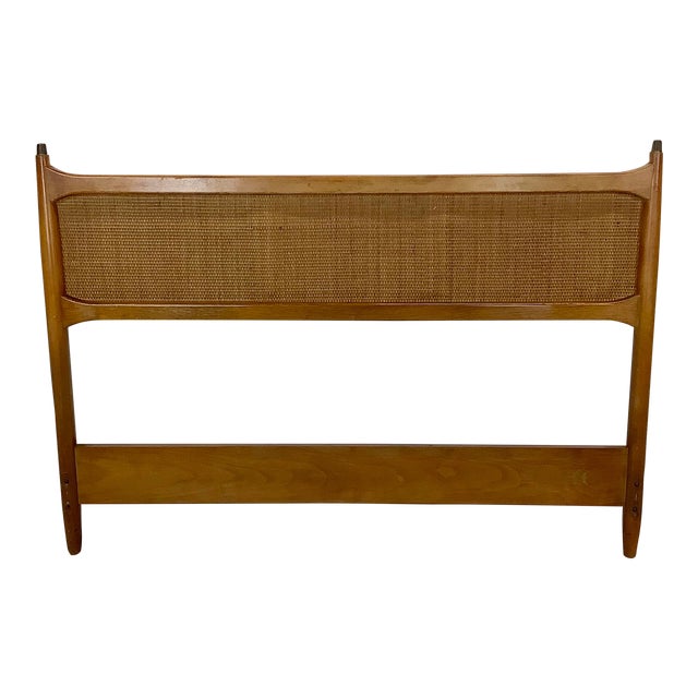 MidCentury Cane & Walnut Headboard Full Size Chairish