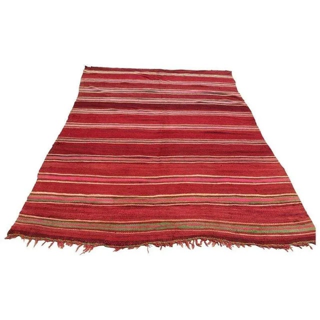 Mid 20th Century Moroccan Flat-Weave Vintage Rug For Sale - Image 11 of 11