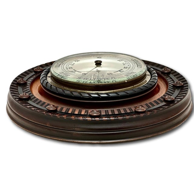 Beautiful and Fine Quality Antique Carved Mahogany Wall Barometer With Transparent Glass Dial - Circa 1890s For Sale - Image 12 of 18