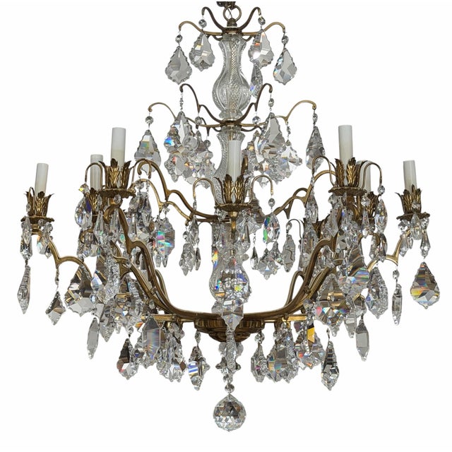 French Vintage St Louis French Crystal & Bronze Chandelier For Sale - Image 3 of 5