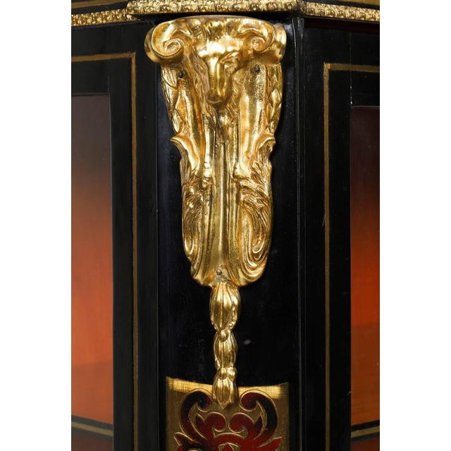 Antique French Napoleon III Ebonized Boulle Pier Cabinet, 1860s For Sale - Image 9 of 18