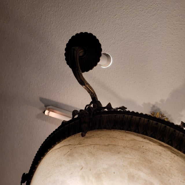 Early 20th Century Art Nouveau Ceiling Lam in Alabaster and Gilt Bronze, France, 1930s For Sale - Image 18 of 18