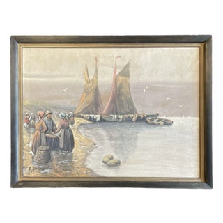 A. Baumgartner, Fish Market, 19th Century, Oil on Canvas, Framed For Sale