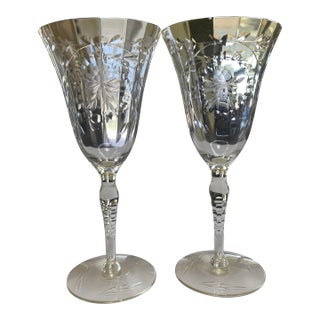 1980s Rogaska Gallia? Wine Glasses Set of 2 For Sale