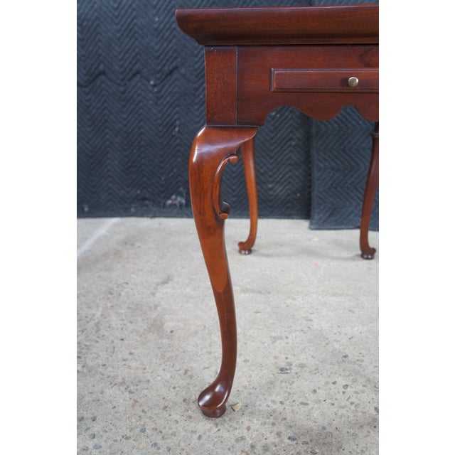Vintage Queen Anne Style Mahogany Serpentine Gallery Tea Candle Tray Table 30" For Sale - Image 9 of 14