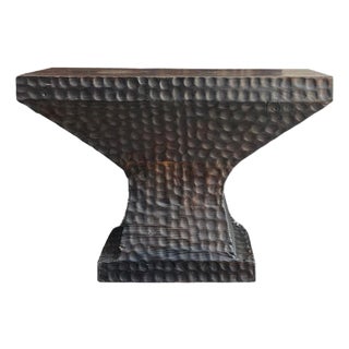 Solid Teak Wood Console Table Espresso Finish Modern Organic For Sale